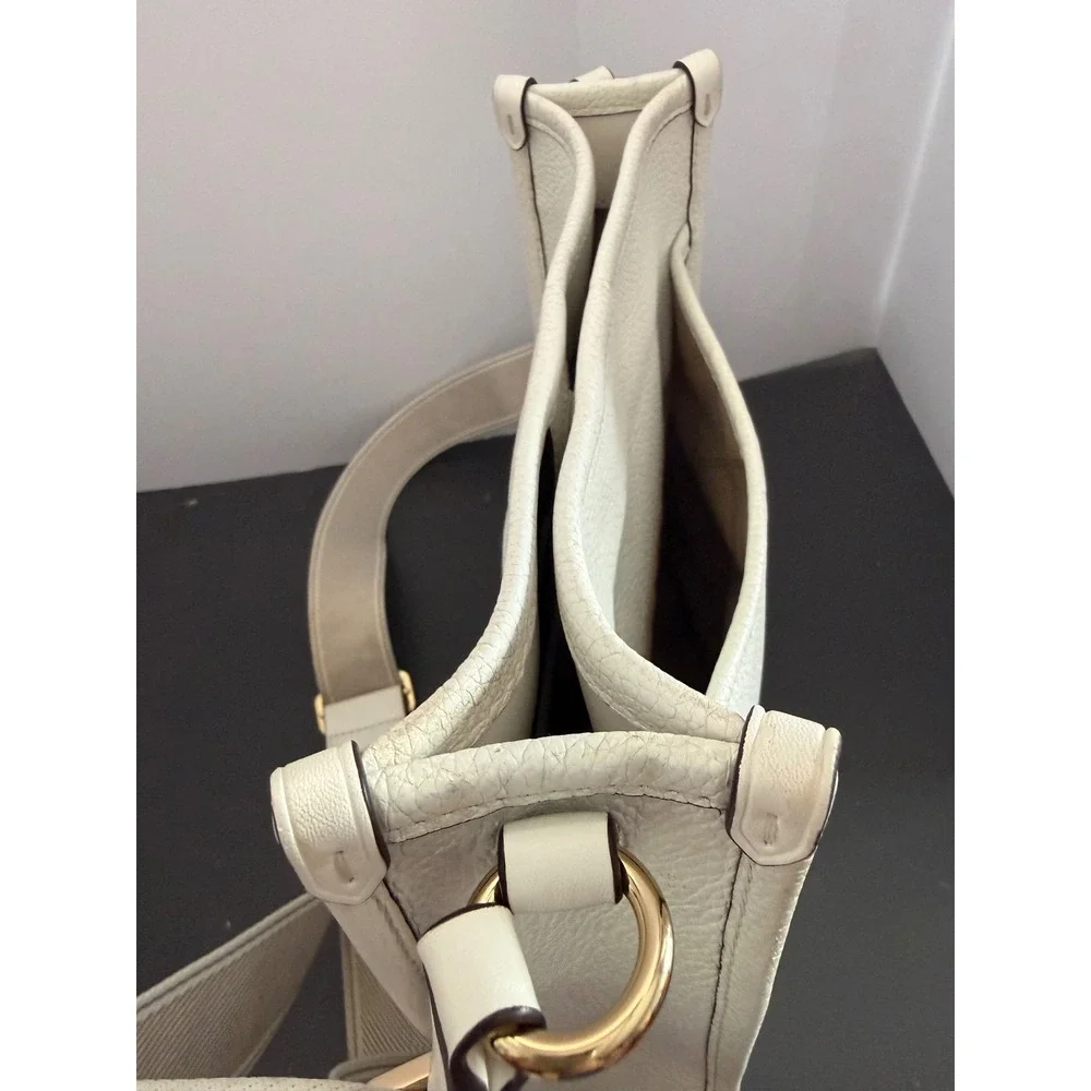 Michael Kors Luisa Messenger Bag White Pebbled Leather Gold Summer Sleek - Picture 11 of 16